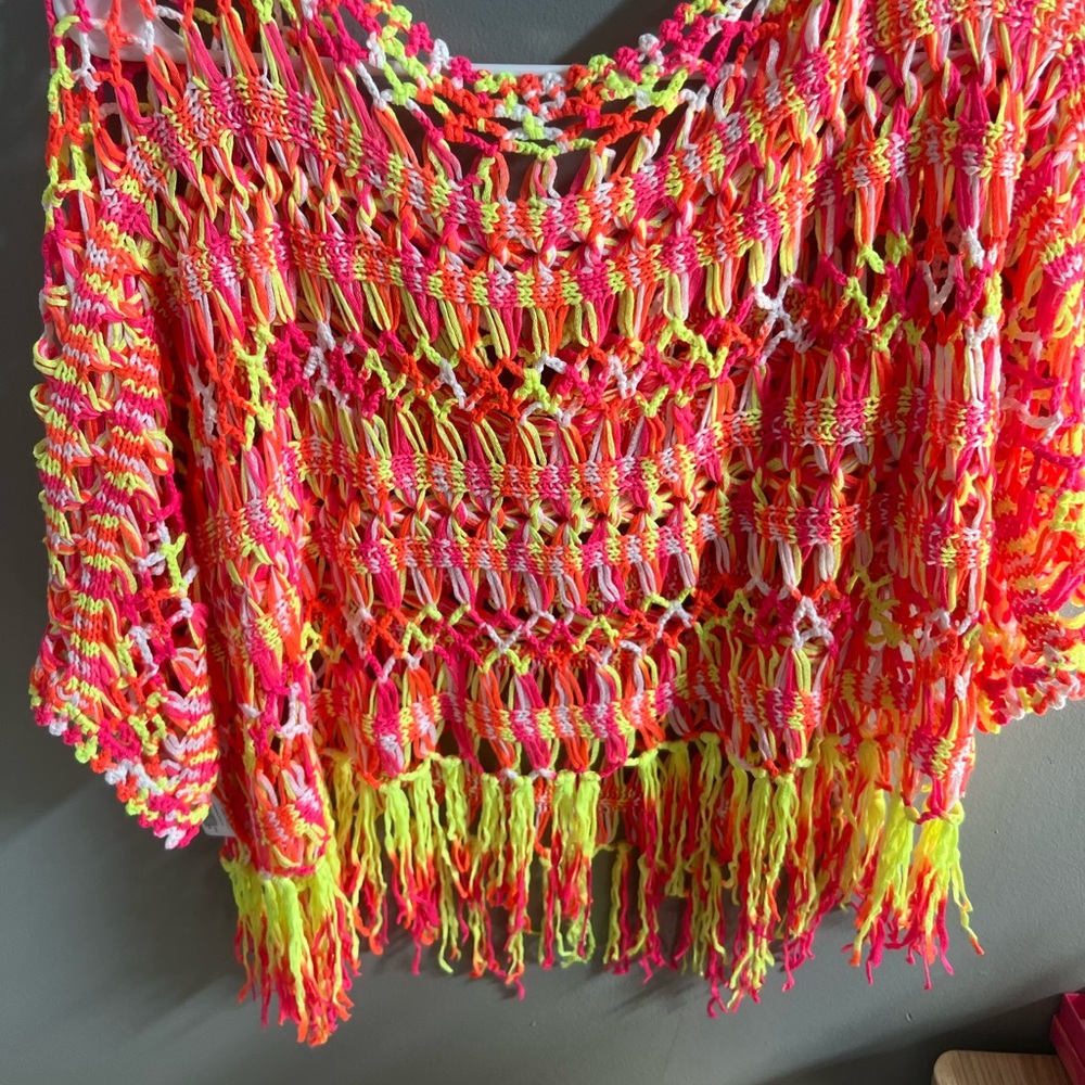 Brand new Bibi neon crochet sweater! 💛❤️